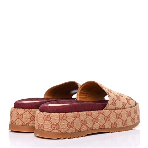 gucci monogram heel slide sandals